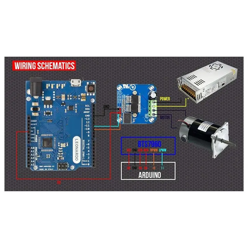 ABBO-4팩 BTS7960 43A H-브리지 모터 드라이버 - 전류 제한/과열 보호 기능이 있는 고전력 DC 모터 컨트롤러