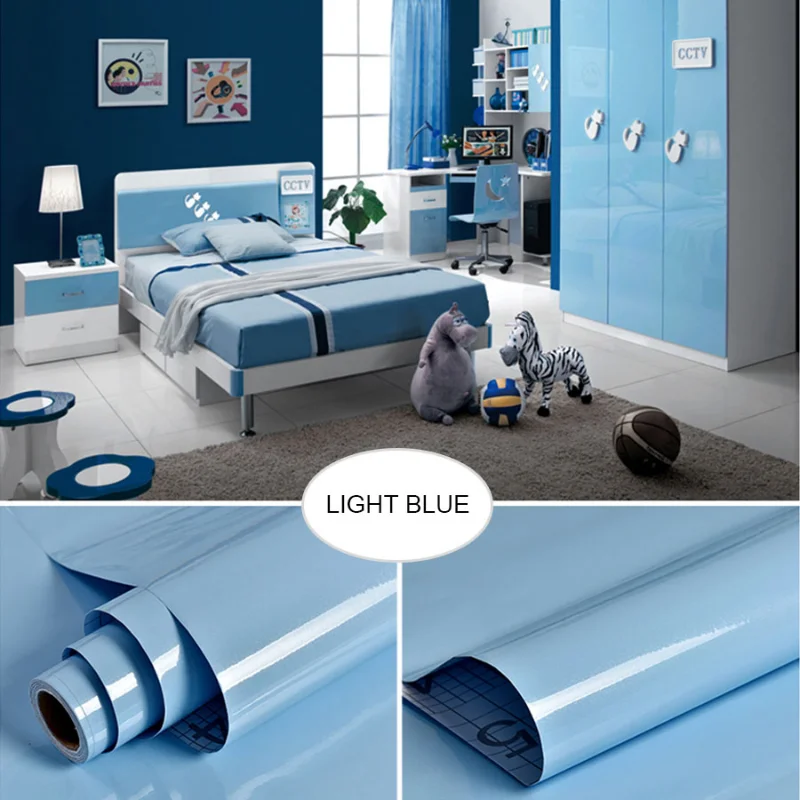 

1m Solid Color Waterproof Self-adhesive Wallpaper Oil-proof Vinyl Film DIY Kitchen Cabinet Decoration Wall Stickers Home Decals