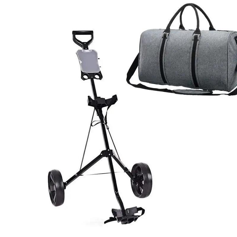 

Golf Bag Holder Portable Golf Carts Push Pull Folding Walking Push Cart Roller Golf Bag Holder For Home Outdoor Concrete Grass