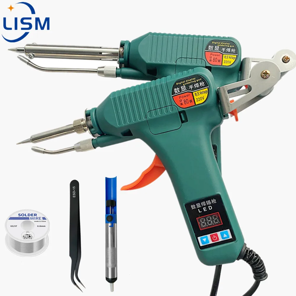 Constant Temperature Digital Display Electric Soldering Iron 80w Hand-Held Heating Automatic Tin Feeding Gun Welding Repair Tool