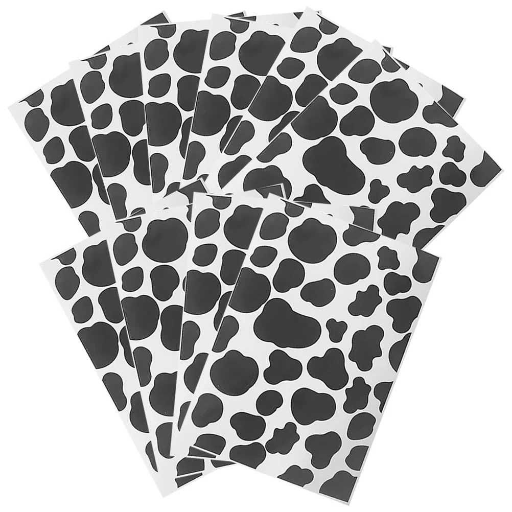 

10 Sheets DIY Stickers Nail Self-adhesive Cow Water Bottle Suitcase Decal for Notebook Journal Pattern Decorative Graffiti