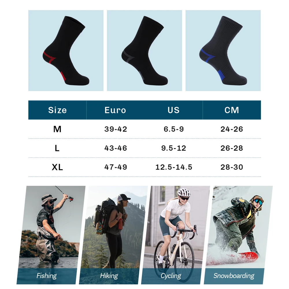 Men&rsquo;s Waterproof Hiking Socks Breathable Moisture Wicking Outdoor Athletic Hiking Wading Trail Running Skiing Warm Winter Socks
