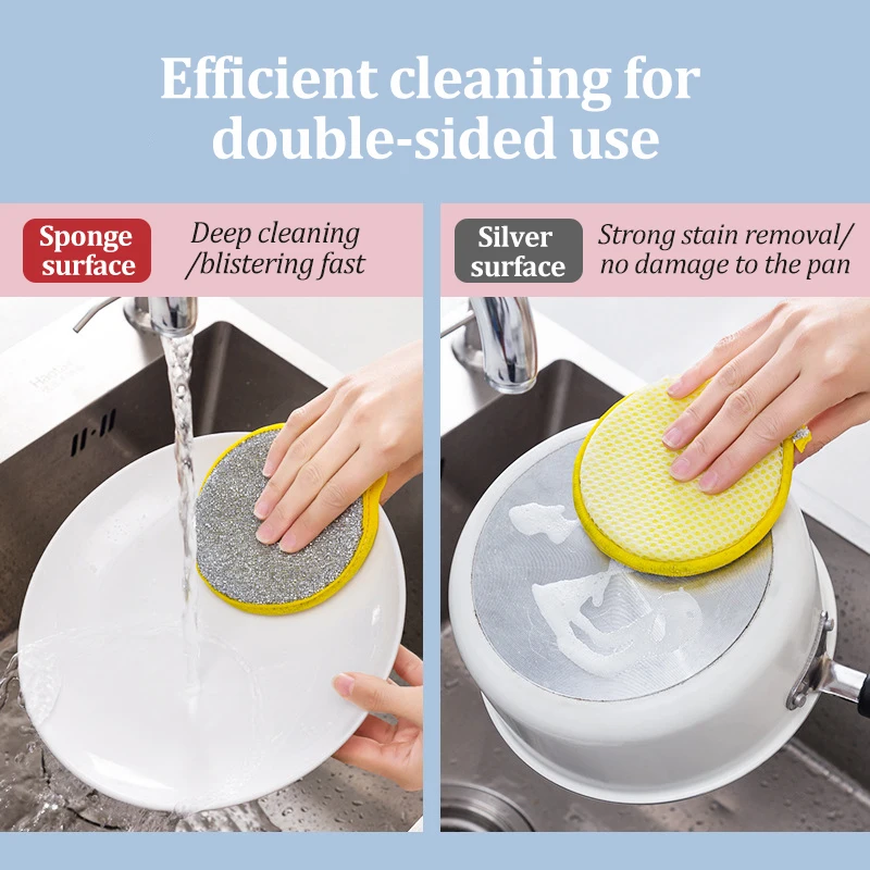 Multifunctional Cleaning Sponge, Double-sided Scouring Pad For
