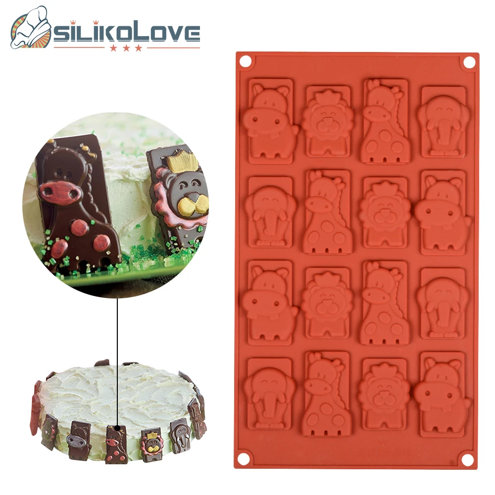 

16 Cavity Horse Elephant Lion Silicone Biscuit Mold Child Cookie Chocolate Molds Cake Decorating Mould