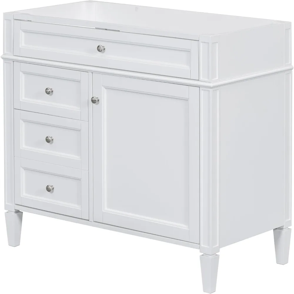 36 in Bathroom Vanity Without Sink,Modern Bathroom Storage Cabinet with 2 Drawers and a Tip-Out Drawer,Solid Wood Frame, (White) 6