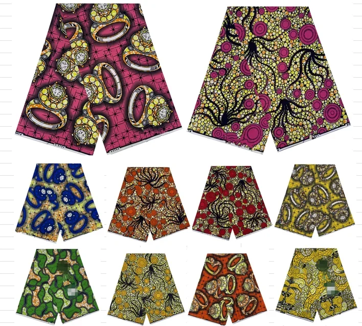 African wax high quality 100% cotton Ankara wax fabric clothing 6 yards 2