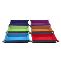 Rectangle Storage Tray PU Leather Velvet Folding Dice Tray Table Games Key Wallet Coin Organizer Trays Sundries Serving Tray 2