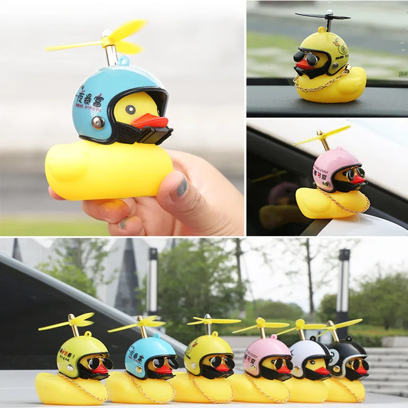 Cartoon Cute Helmet Duck Bike Decor Paste Type Bicycle Duck Funny Propeller Rotating Car Interior Bike Accessories