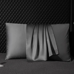 Luxurious 100% Natural Mulberry Silk Pillowcase - High-End Solid Color Envelope Design - 65x65cm 2pcs (Grey)