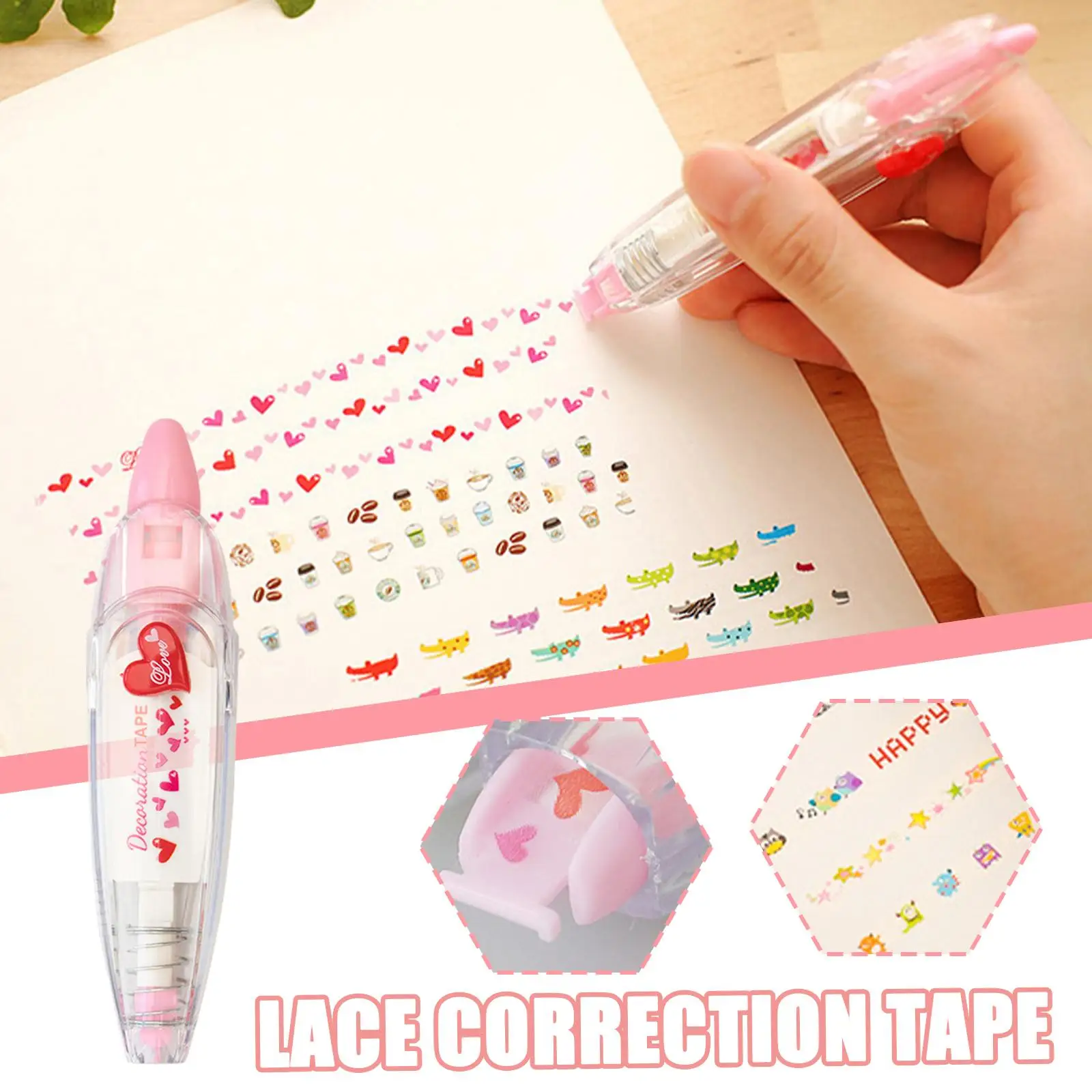 Cute Press Type Decoration Tape Students DIY Diary Scrapbooking Correction Cartoon Decorative Tape Pattern Stationery Stick J0K1 45 sheets pack stationery stickers creative cute house decorative for diy diary album stick lable scrapbooking school supplies