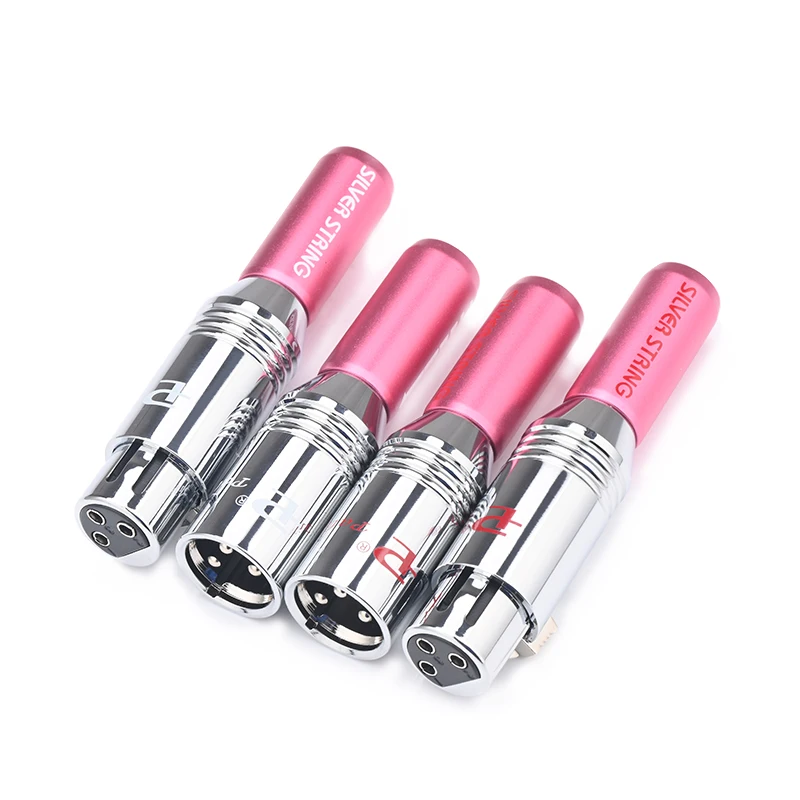 4 Stück HiFi-XLR-Stecker Hi-End Pink Farbe 3-poliger Ausgang/Eingang XLR-Anschluss für XLR-Audio kabel