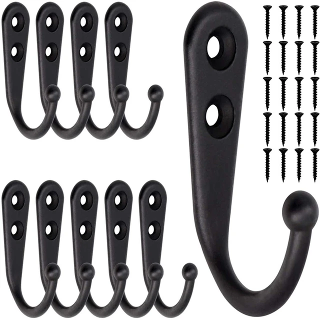 10Pcs Black Small Hooks Wall Mounted with 20Pcs Screws for Hanging Bag Robe  Towels Keys Save Space - AliExpress