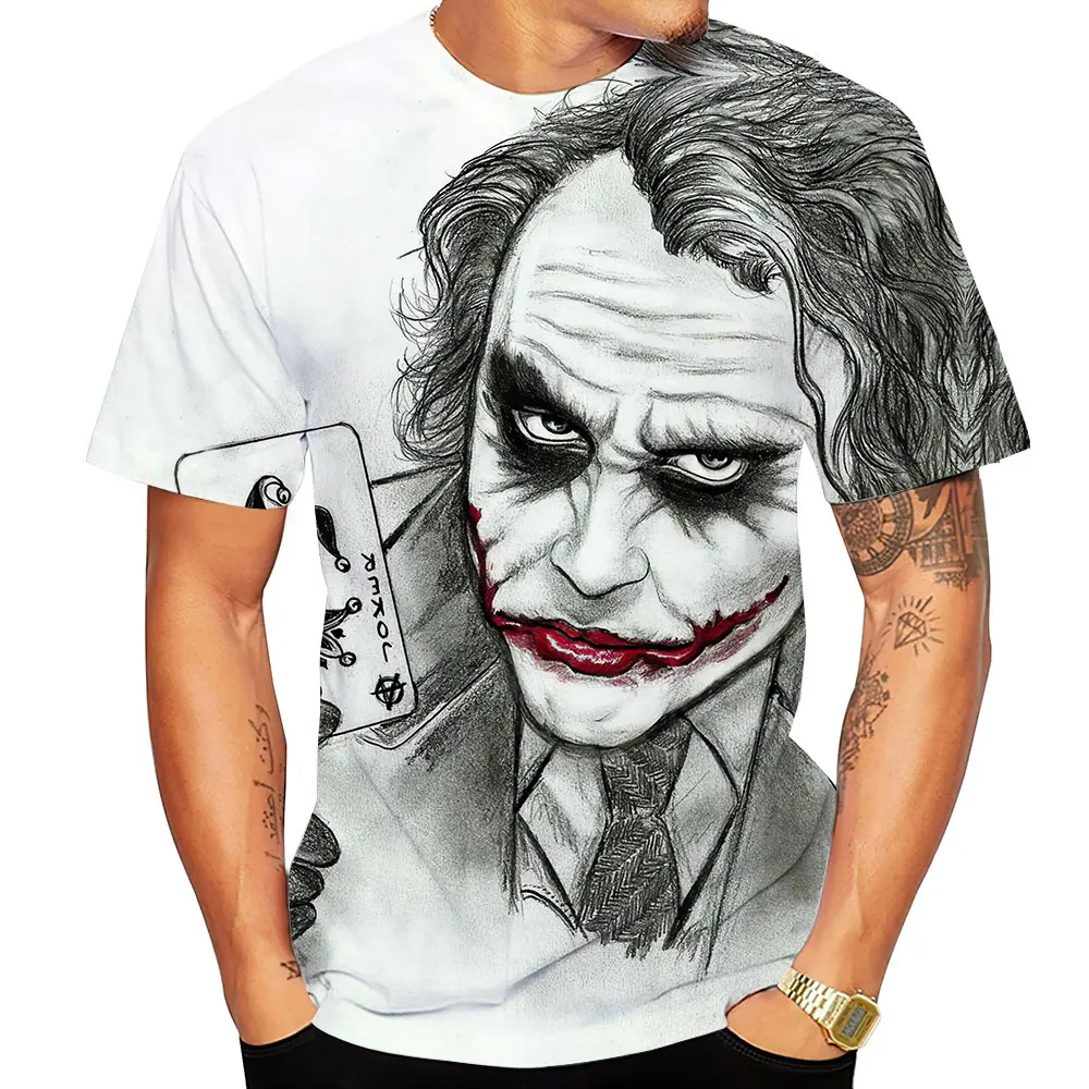 

Men's Summer Street 3D T-shirt Printed Fashion Short Sleeve Tees Evil Mask Extra Large Joker Pattern Men's T Shirts Top Clothing