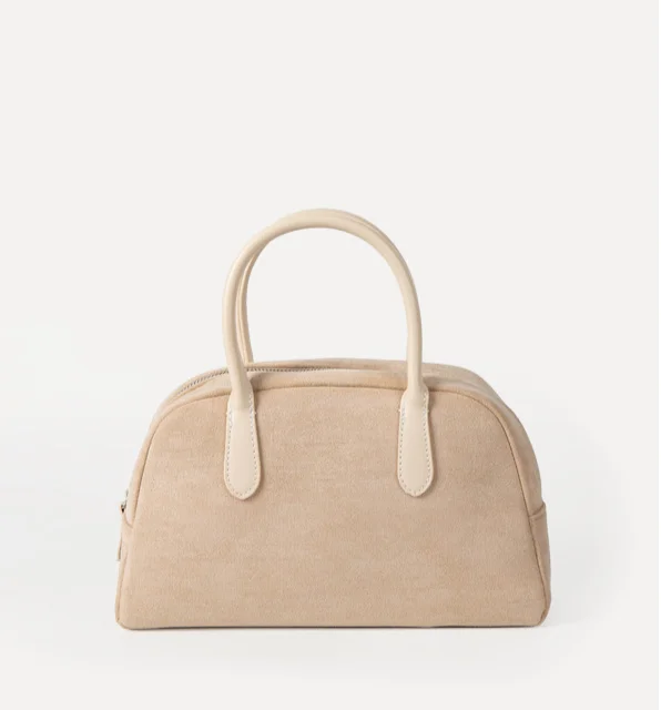 Borsa a mano di design di nicchia versione coreana nuova autunno inverno con texture versatile e tocco delicato, borsa bowling in pelle scamosciata_voghion.com