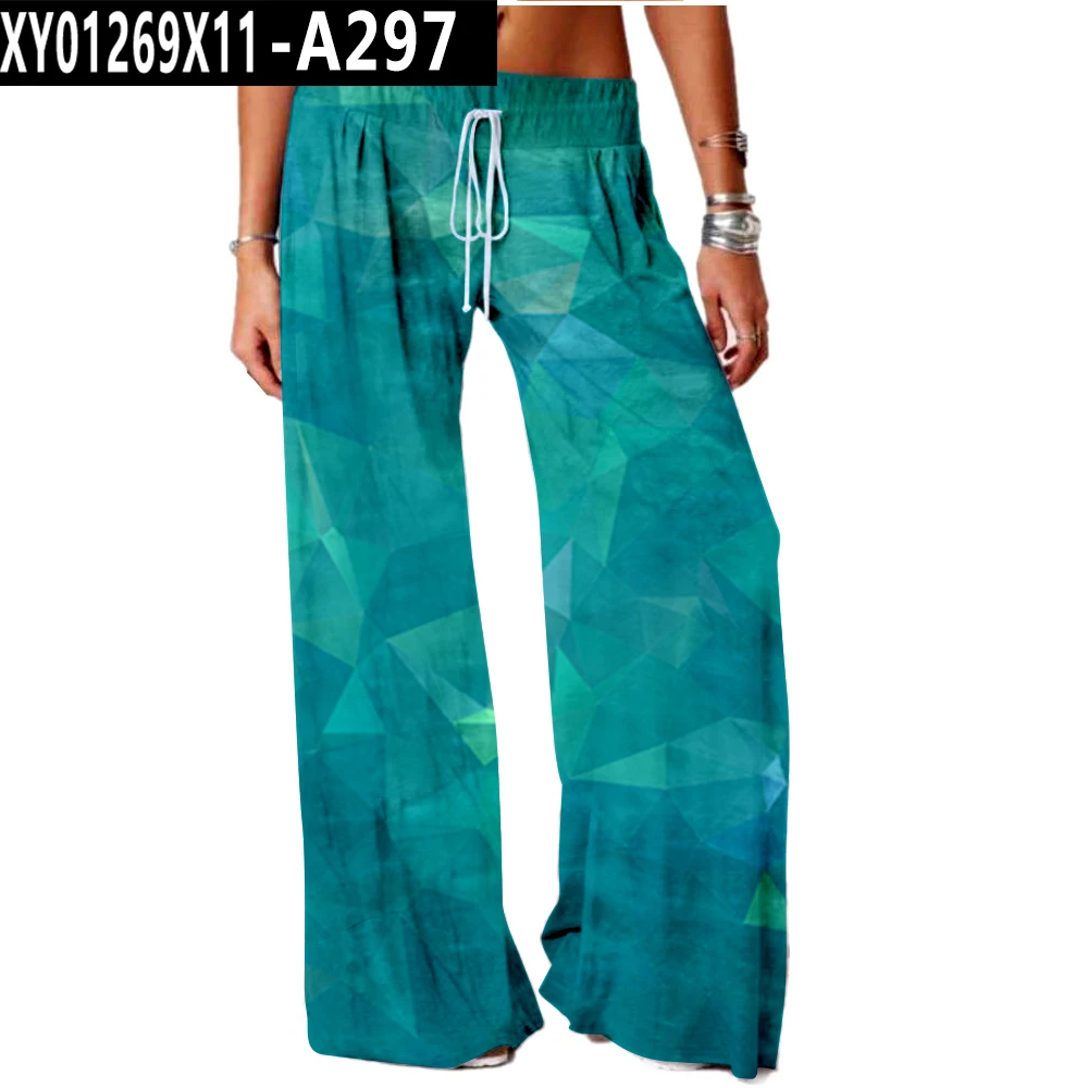 crop pants for women Women Bottoms Geometry Print Sweatpants Wide Leg Pants Trousers High Waist Women Fashion Casual Female Trousers Streetwear cargo capris Pants & Capris