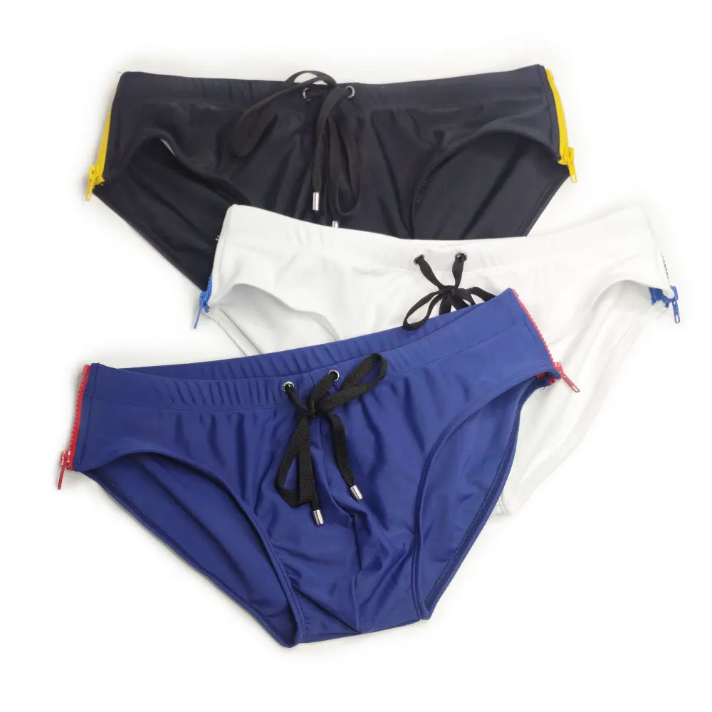 Can Open Zipper Men's Swimwear Sexy Swim Briefs Bikini Swimsuits Beach Shorts Bathing Suit Underwear Surfing Swimming Trunks