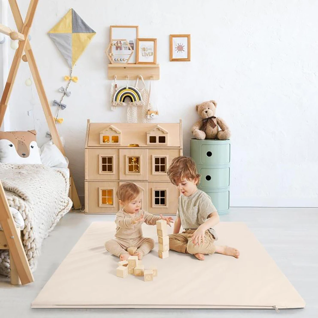 Baby Play Mat 120x120cm(47x47inch) Stylish Padded Mat for Your Boy or Girl Baby Playmat for Playpen Foldable Foam Baby Mat