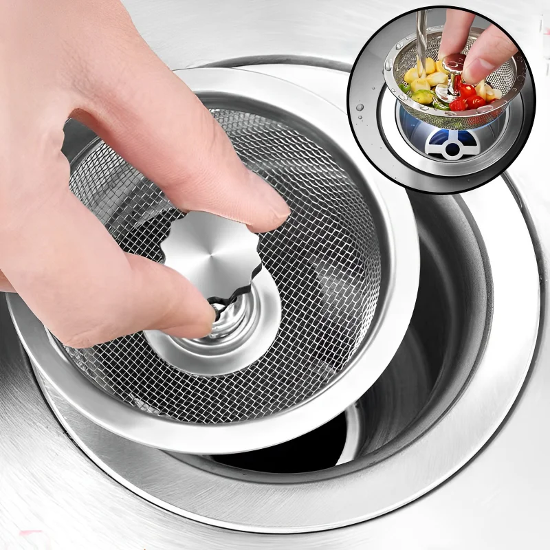 Universal Kitchen Sink Strainer Stopper Stainless Steel Bathroom Filter Basin Hair Catcher Stopper Floor Waste Plug Kitchen Tool