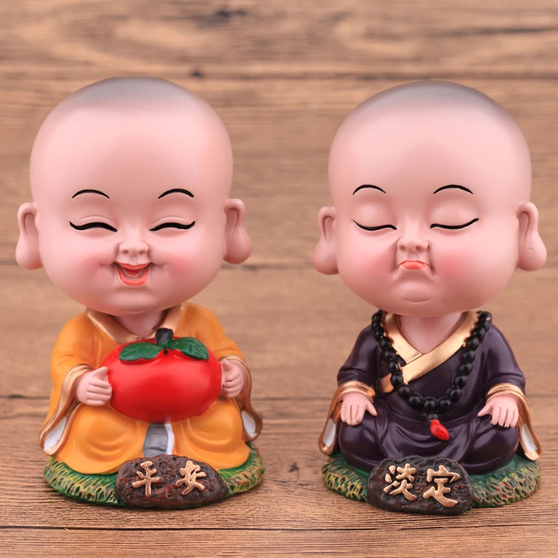 Lovely Resin Nodding Buddhist Monk Desk Accessories Decorative 10cm
