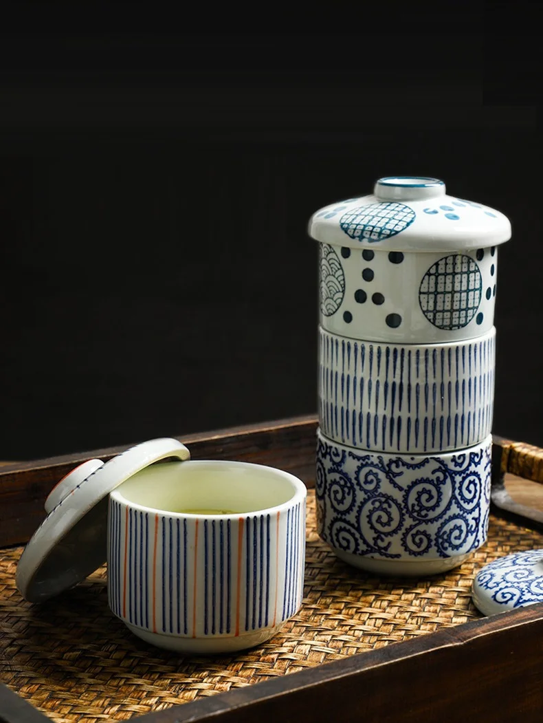 Description Picture 6 of item1 Piece Small Vintage Ceramic Stew Pot With Lid Bowl Dessert Steamed Egg Soup Bowl Creative Household Restaurant Stew Pot