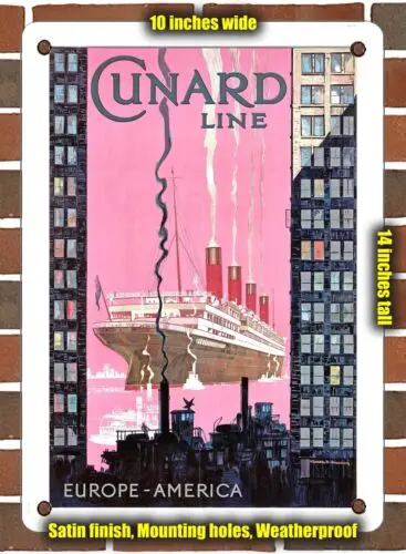 

Металлический знак-1920 Cunard Line Europe America - 10x14 дюймов 2