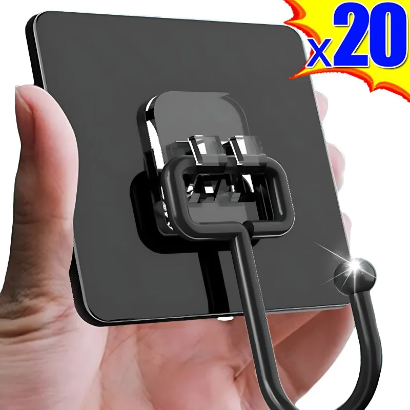 

20/1PCS Self Adhesive Hooks Rotating Waterproof Strong Sticker Holder Wall Door Storage Hanging Hook Kitchen Bathroom Organizer