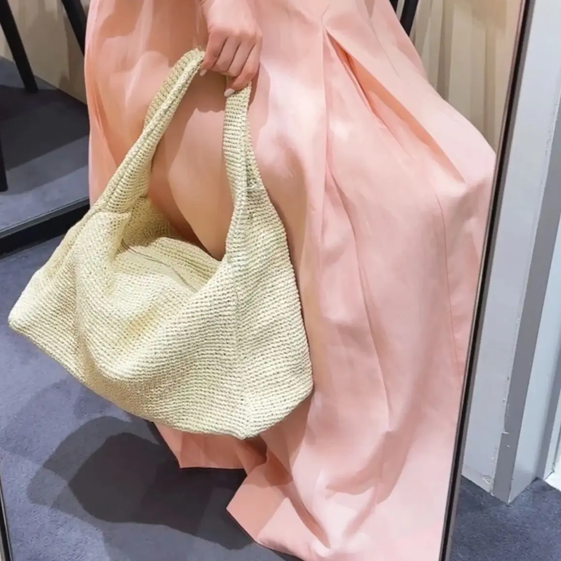 2025 New Women Woven Shoulder Bag Large Capacity Casual Totes Portable Top Handbags Knitting Holiday Beach Shopping Bag