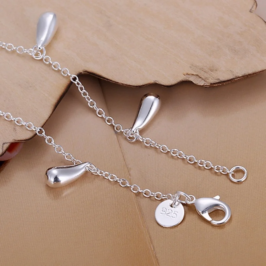 925 Stamp Silver Bracelet Chain Charms drop pendant Jewelry fashion beautiful  for women lady wedding free shipping Nice gift