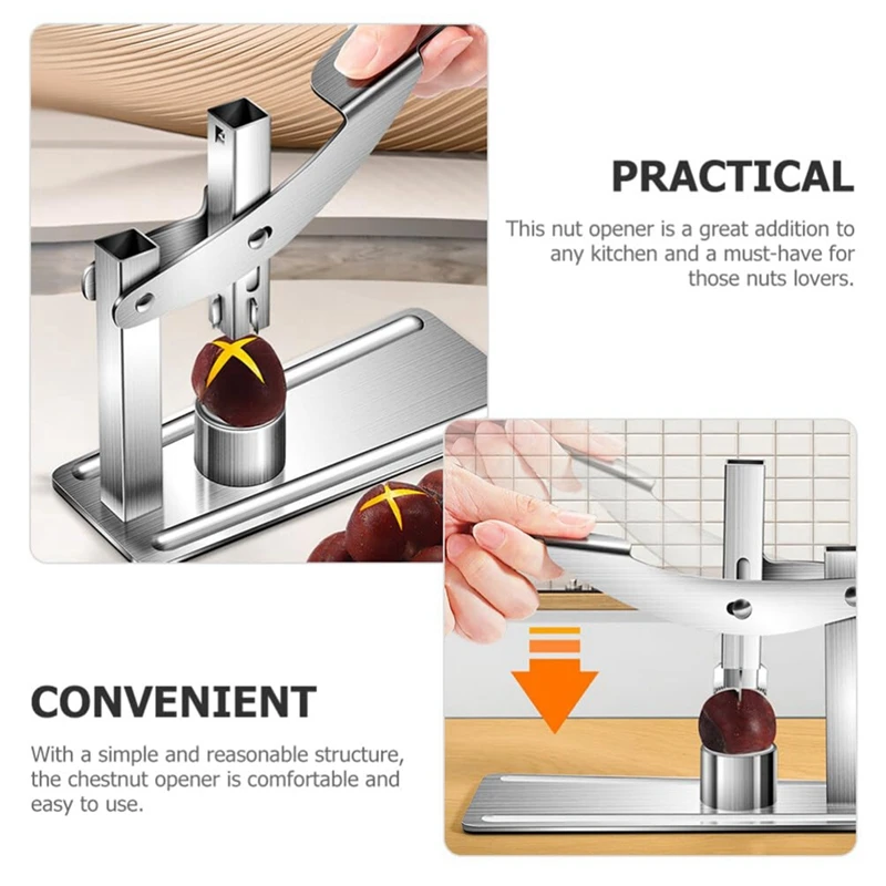 304 Stainless Steel Chestnut Cutter & Nut Opener - Ergonomic Non-Slip Handle For Walnuts, Kitchen Use - View #9