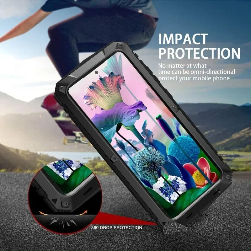 Heavy Duty Military Metal Case For Galaxy S24 S23 S22 S21 S20 Ultra Plus Note 20 A32 Shockproof Cover Kickstand Screen Protector