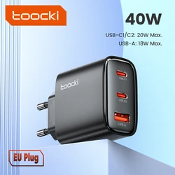 Toocki 40W GaN Fast Charging USB - C Charger (EU Black)