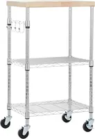 Amazon Basics Portable Kitchen 3-Tier Storage Rack on Caster Wheels with Adjustable 2 Shelves, 175 Pound Capacity, 21 x 15 x 36. 1