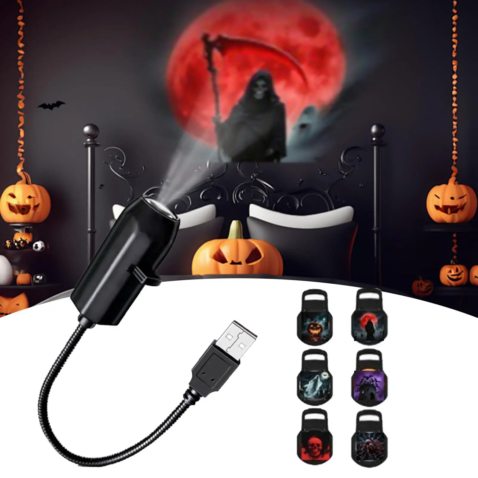 new Halloween Projector Lights Outdoor 360-Degree Rotating LED Halloween Decoration LED Lamp For Room Home Bedroom Patio Theater