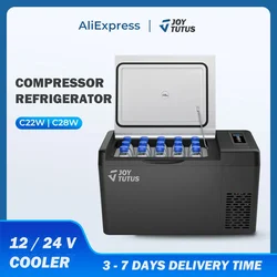 Joytutus Car Mini Fridge 12V Portable Compressor Refrigerator 22L/28L Cooler Box For Caravan Camping Travel or Cosmetic Freezer