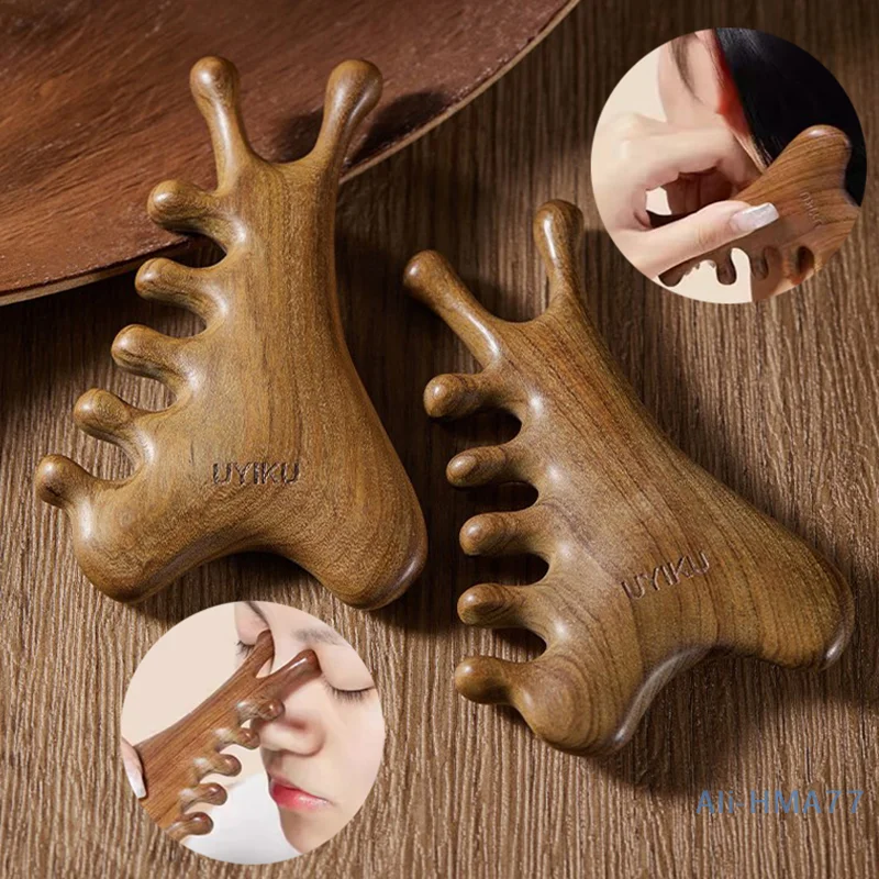 

Многофункциональная Массажная расческа для меридианов, деревянная точечная акупунктурная расческа, расческа для массажа из сандалового дерева с широкими зубьями