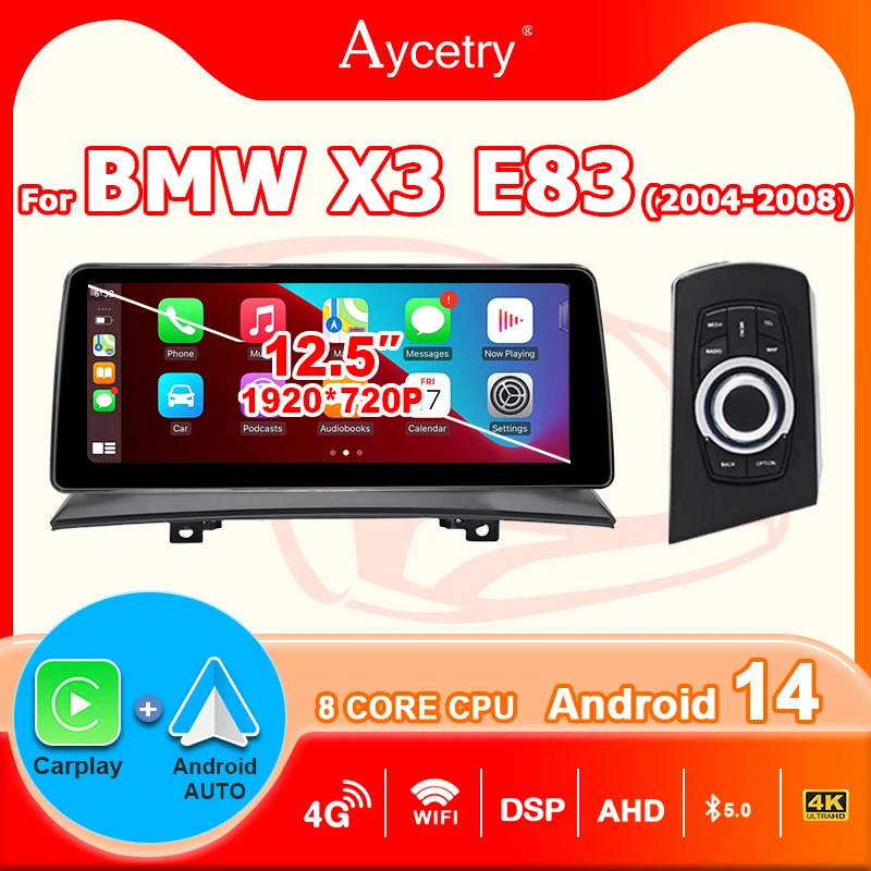 8-rdzeniowy bezprzewodowy CarPlay Android 14 Auto Stereo Radio Samochodowe do BMW X3 E83 2004-2009 Autoradio 1920*720P Odtwarzacz Multimedialny Ekran