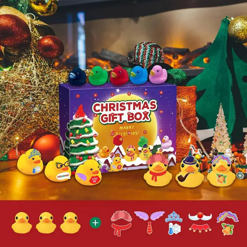 

24 Days Christmas Gift Set durable Countdown Calendar with Rubber Ducks toys Christmas Advent Calendar 2023 for Kids and Adults