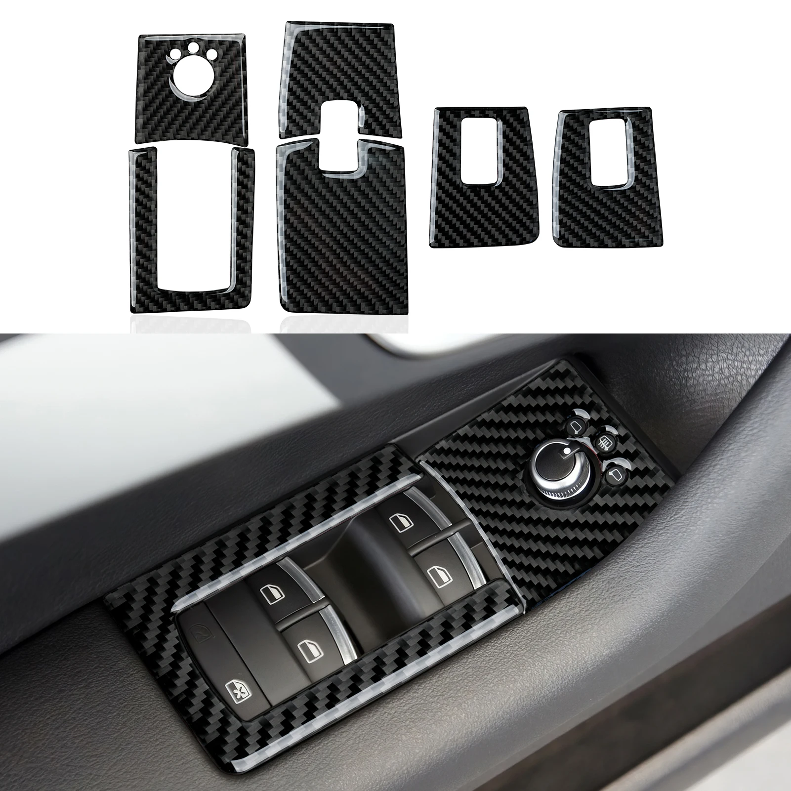 Car Center Console Gear Shift Panel Window Lift Carbon Fiber Interior Sticker, For Audi A3 S3 RS3 (2003-2012) Trim Accessories