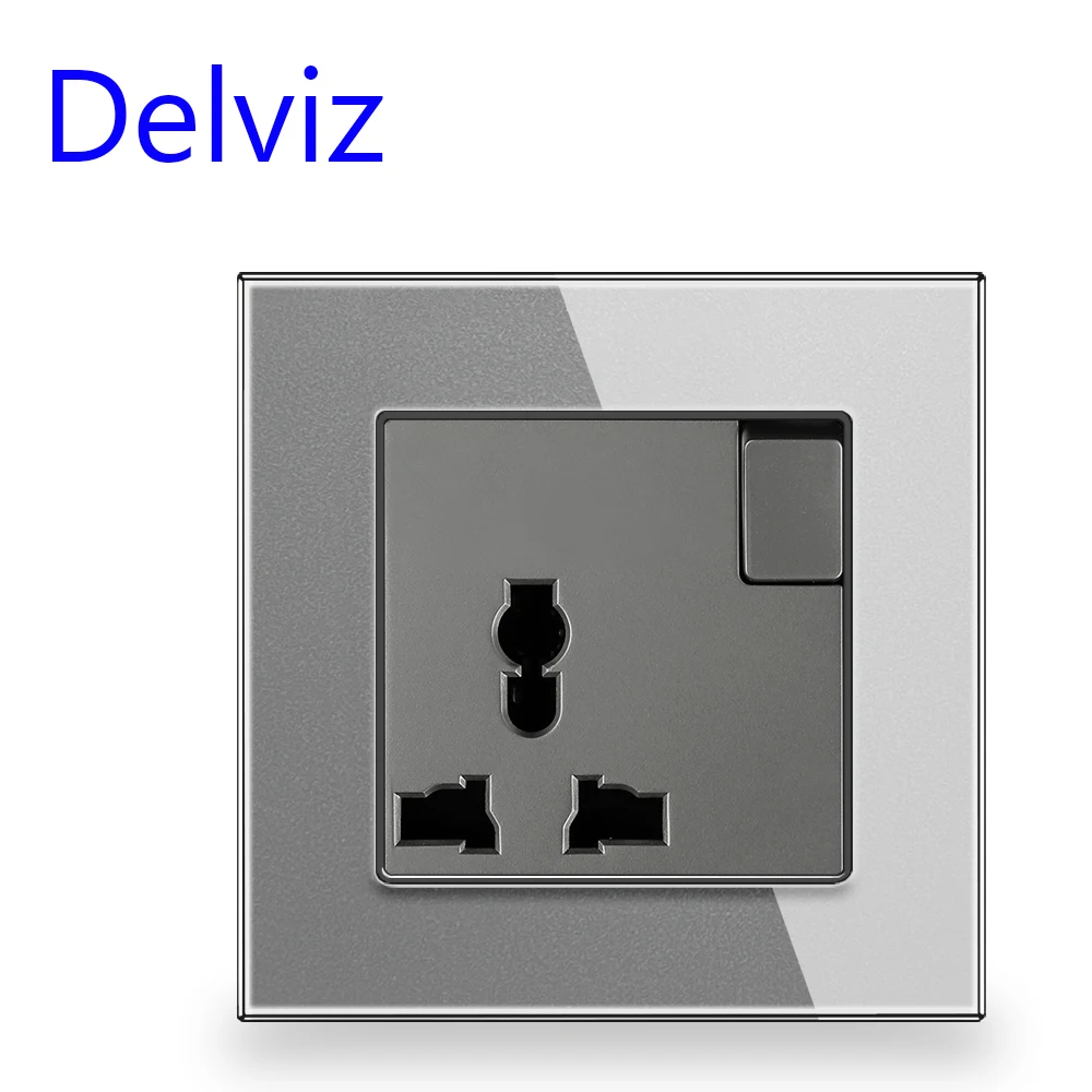 DelvizEUUKStandarduniversalpowersocketcrystalglasspanelswitch