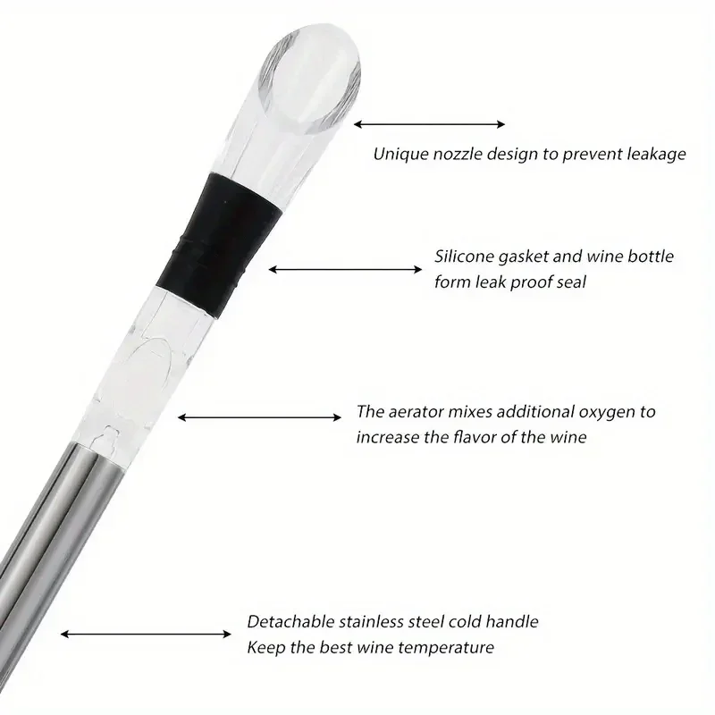 1set Ice Wine Chiller Stick With Wine Pourer Wine Cooling Stick Cooler Beer Beverage Frozen Stick Ice Cooler Bar Tool