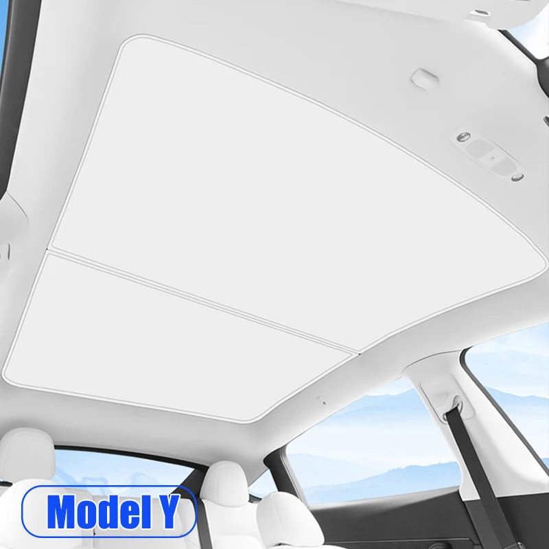 Car Sunshade Ice Cloth Buckle Glass Roof Sunshade Front Rear Sunroof Skylight for Tesla Model 3 Y-highland