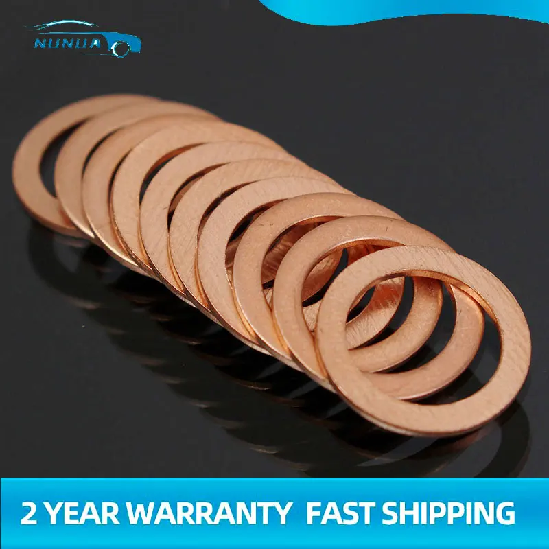 

100Pcs M10 10mm Copper Crush Washer Gasket Nut And Bolt Set Flat Ring Seal Motorcycle Braided Clutch Brake Hose Sealing Washer