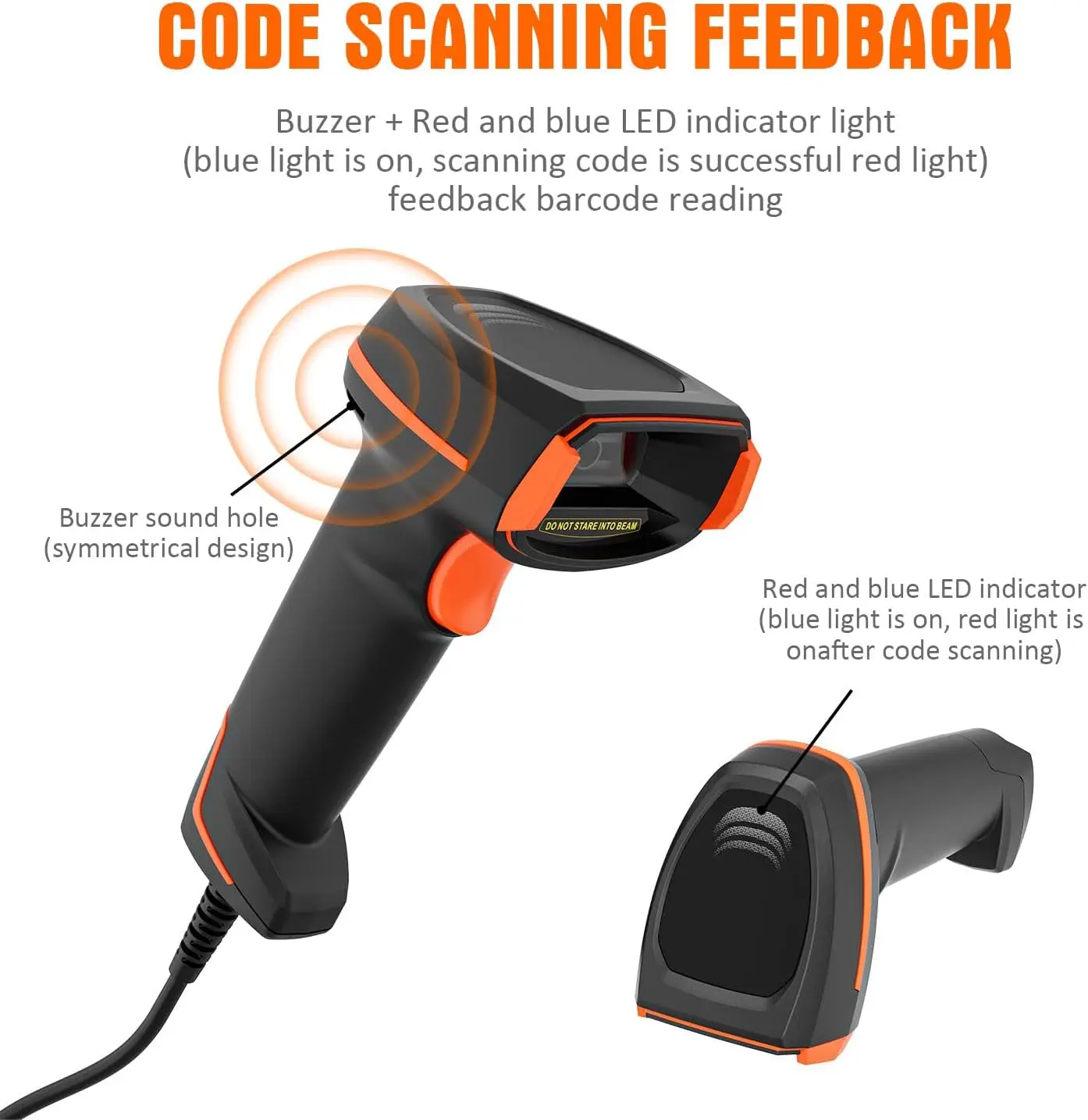 Handheld USB QR Barcode Scanner, HBAPOS Wired Automatic 1D 2D Image Bar Code Reader for Store, Supermarket