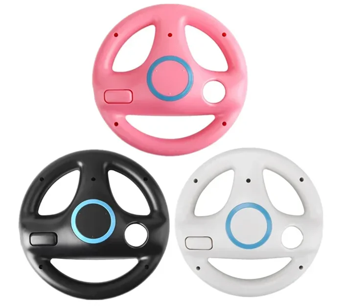 Racing Steering Wheel 2pcs Steering Wheel For Nintendo Wii Remote Controller Mario Kart Racing Games Black White Racing Wheel Plastic Innovative