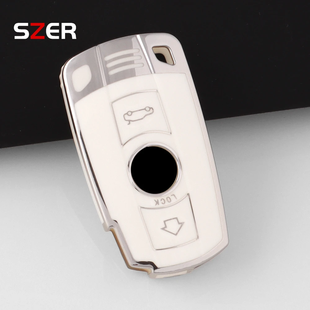 Luxury TPU Car Key Case Cover & Protector with Keychain Attachment