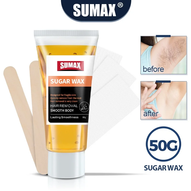 SUMAX Depilatory Wax Hair Removal Sugaring Cold Sugar 50g Kit Natural Painless For Arm Leg Facial Underarm Hair Removal Wax