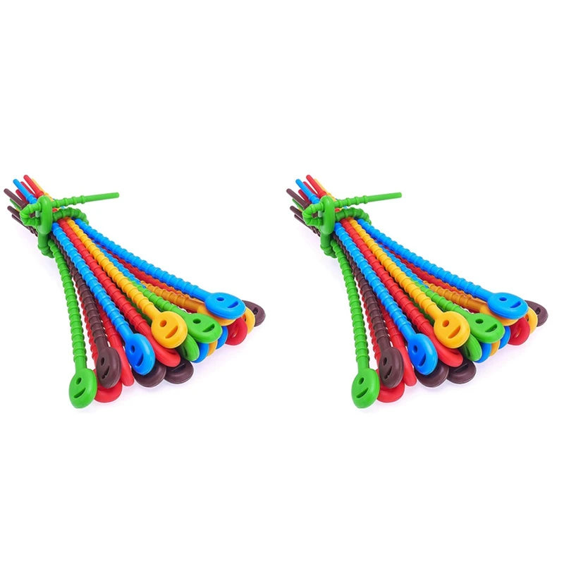 

40 PCS Silicone Cable Ties,Durable Zip Ties, Bag Seal Clips, Cable Straps, Bread Ties, Rubber Twist Ties For Home Office