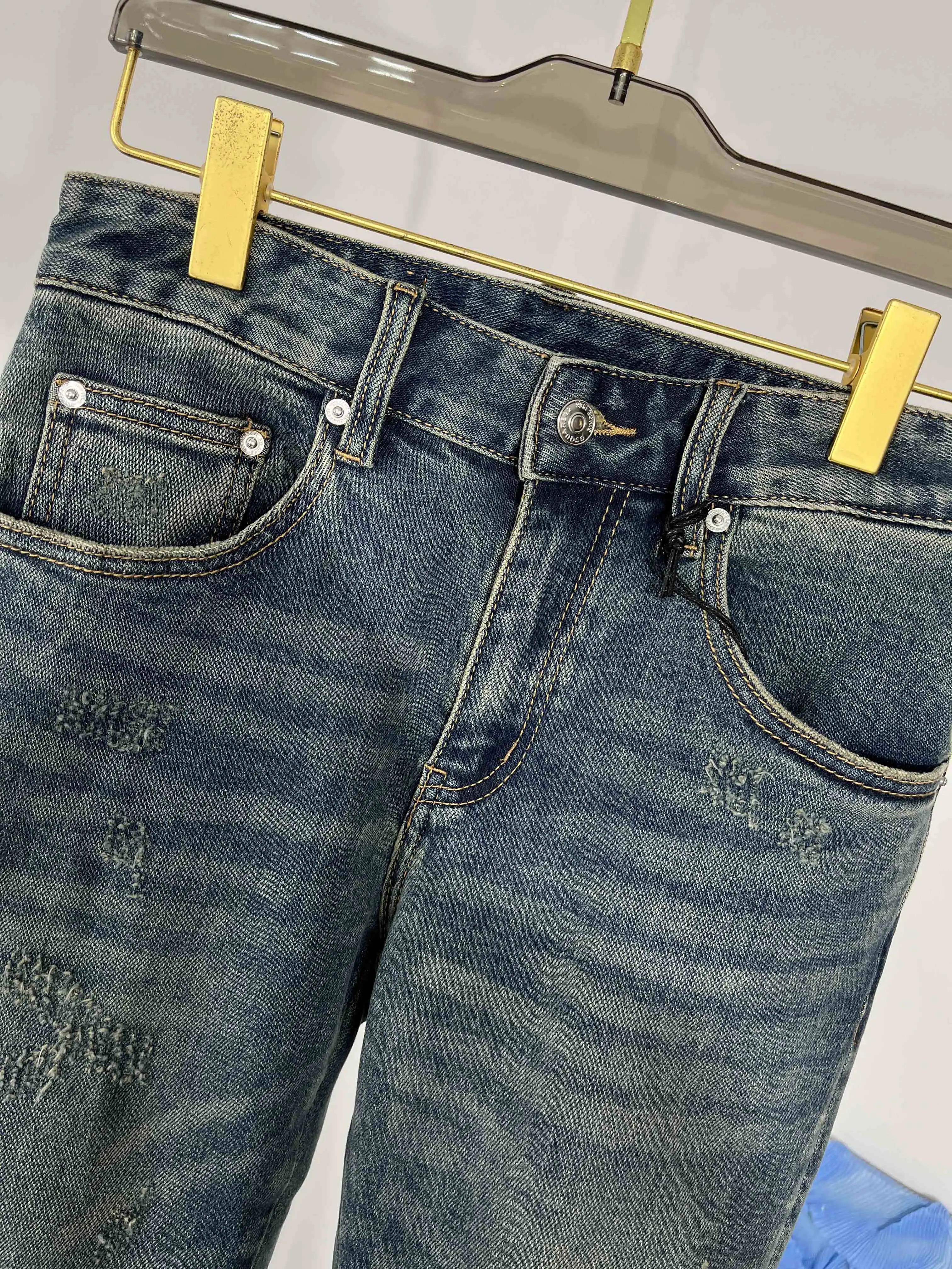 Brand New Autumn Winter Chic Men High Quality Print Straight Denim Pants Casual Jeans C540