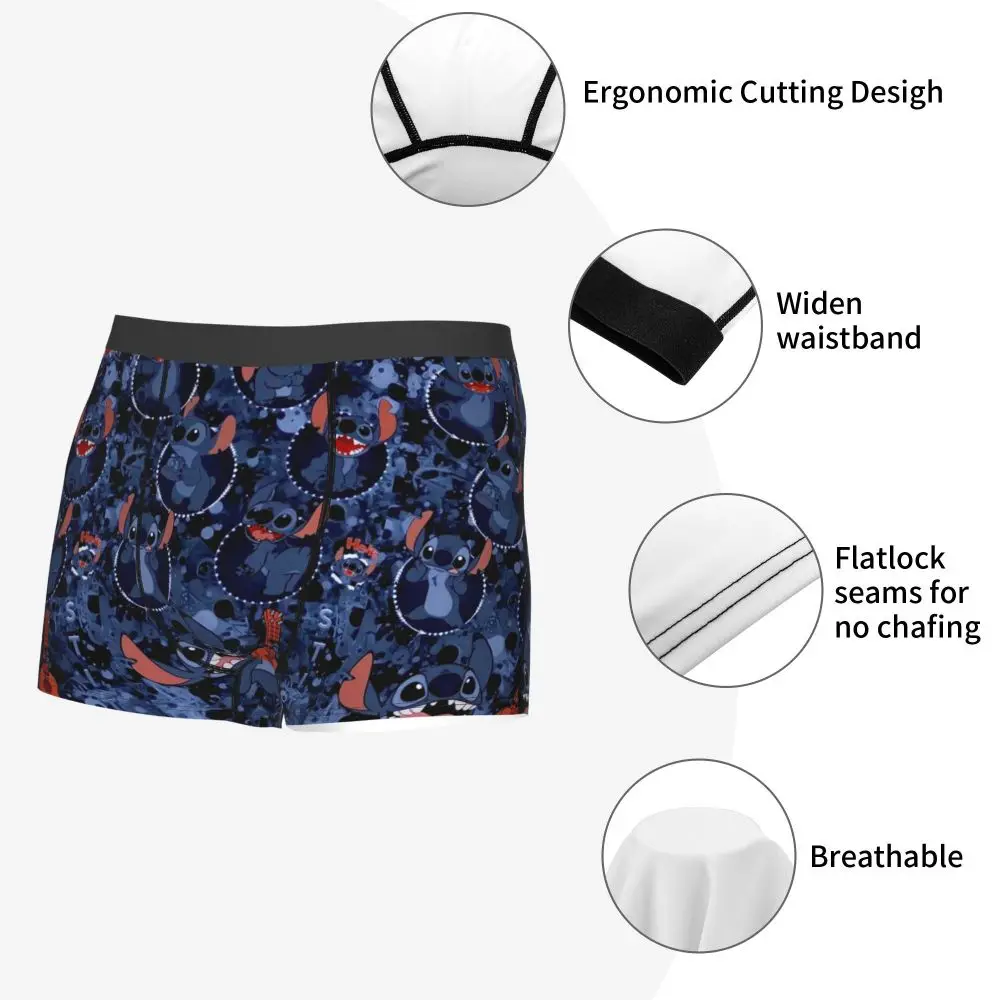 Custom Stitch Lion Cute Boxers Shorts Men's Disney Movie Briefs Underwear Fashion Underpants