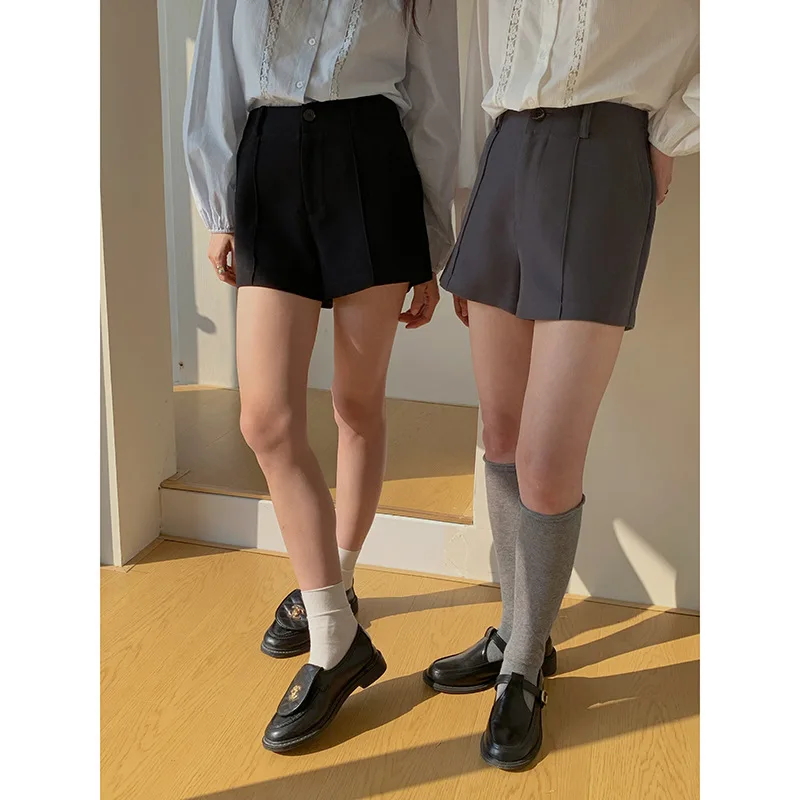 [Grey Shorts] Ge Ming A-line Shorts Women's 2024 Spring New Korean casual suit pants